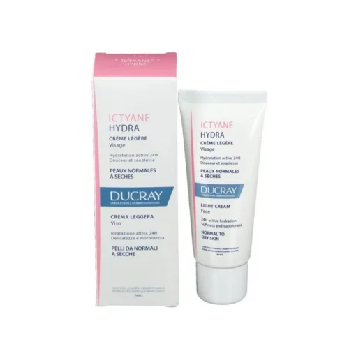 Ducray Crème légère Visage Crème hydratante visage peau sèche Ictyane Hydra 40 ml