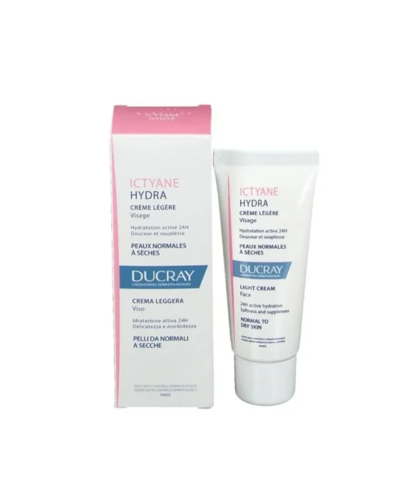 Ducray Crème légère Visage Crème hydratante visage peau sèche Ictyane Hydra 40 ml