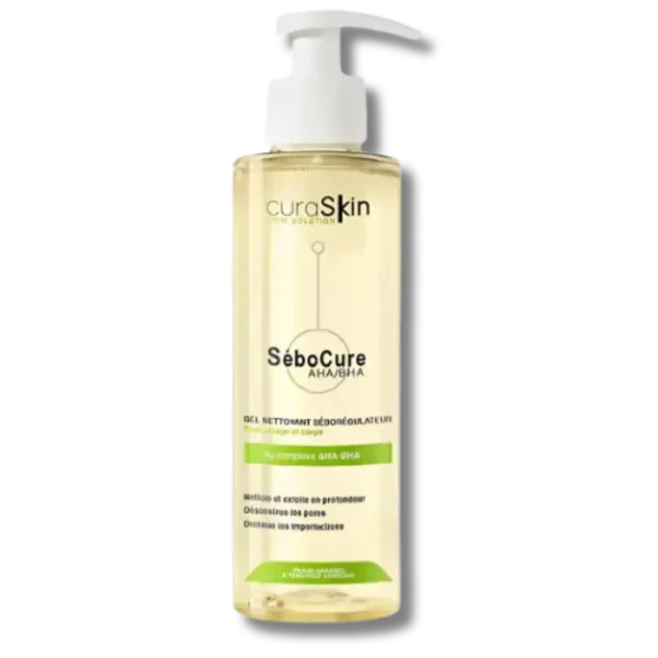 Curaskin-sebocure-gel-nettoyant-peau-grasse-200ml Curaskin Sebocure Gel Nettoyant Seboregulateur Peau Grasse 200ml
