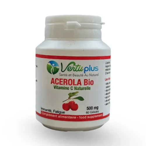 VERTU PLUS ACEROLA BIO VITAMINE C NATURELLE 500 MG 60 GÉLULES