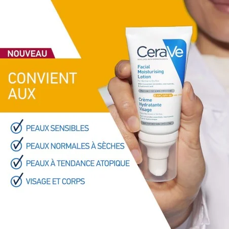 CeraVe Crème Hydratante Visage SPF50 Peaux Normales À Sèches 40ml