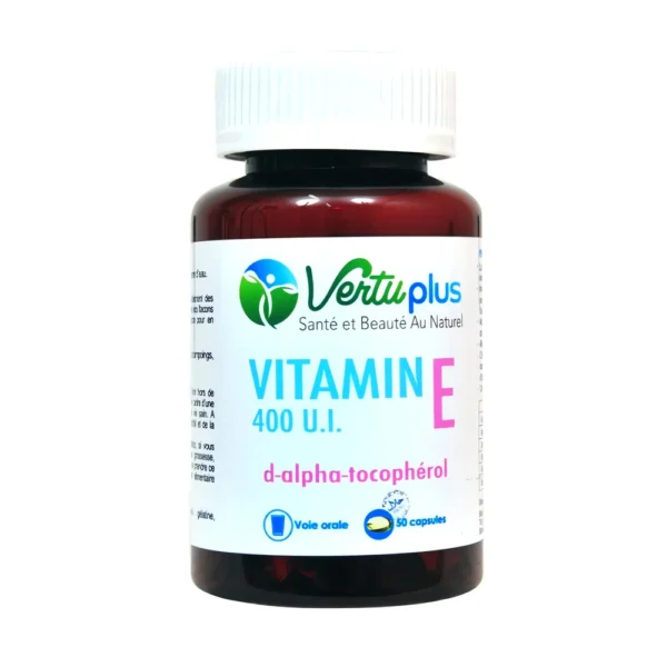 VertuPlus Vitamine E 400 UI D-Alpha-Tocophérol – 50 Capsules